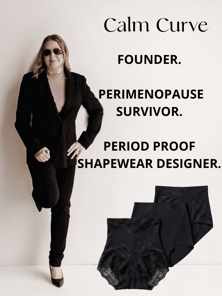 angela founder of calm curve with her period proof shapewear to replace period proof undies